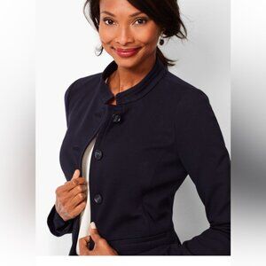 Talbots ITALIAN LUXE KNIT FOURBUTTON JACKET ladies size 10 navy blue